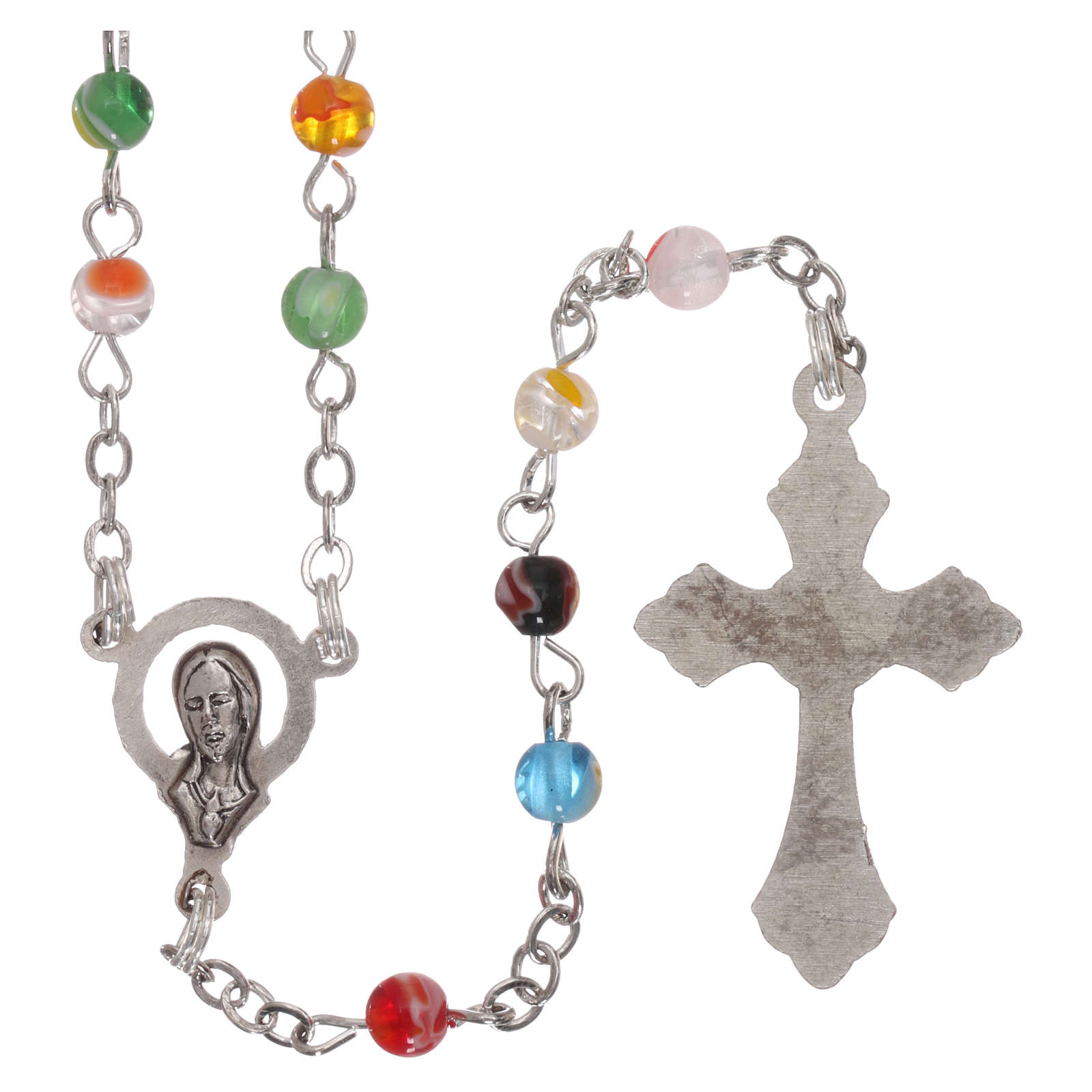 Rosary with multicoloured beads in fake Murano glass 4 mm online