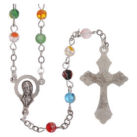 Rosary with multicoloured beads in fake Murano glass 4 mm