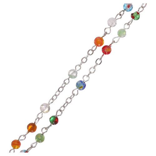 Rosary with multicoloured beads in fake Murano glass 4 mm 3