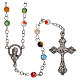Rosary with multicoloured beads in fake Murano glass 4 mm s1