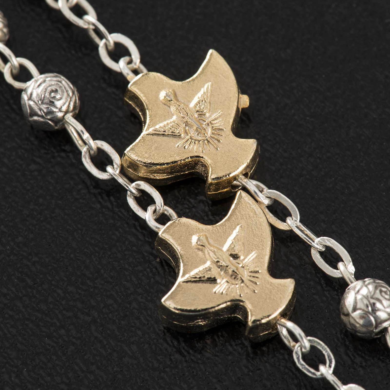 Chapelet, métal,Saint Esprit, roses, colombes vente en ligne sur HOLYART