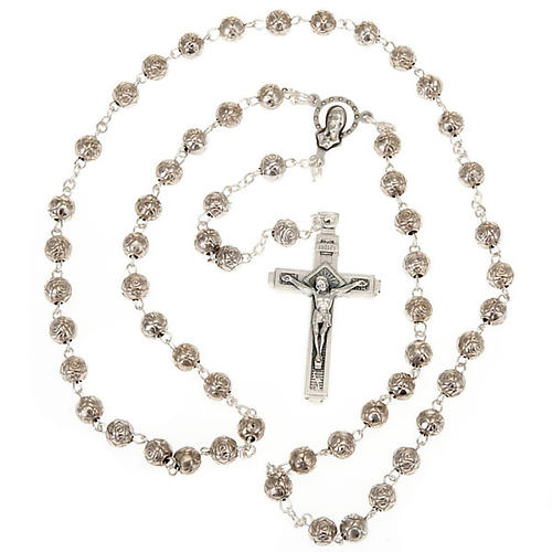 Silver rose rosary beads 2