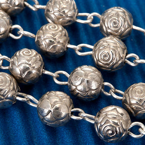 Silver rose rosary beads 3