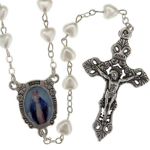 Miraculous Virgin Mary rosary with heart shaped beads 1