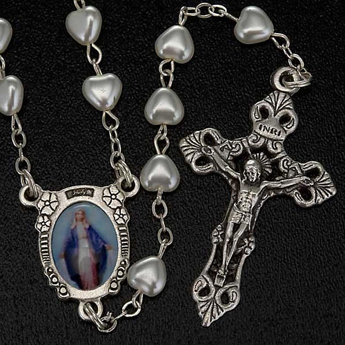 Chapelet Vierge Miraculeuse faux perle coeurs 2