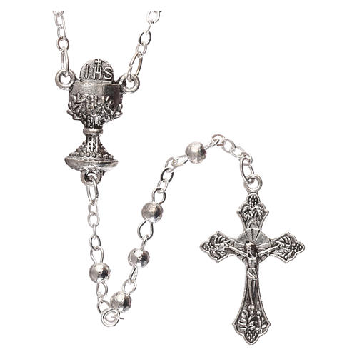 First Communion rosary with silver beads 1