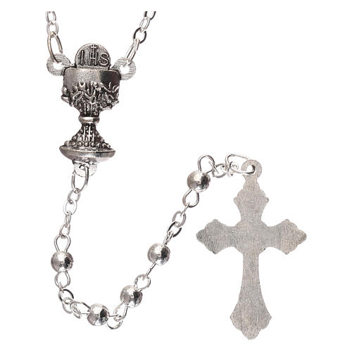 First Communion rosary with silver beads 2