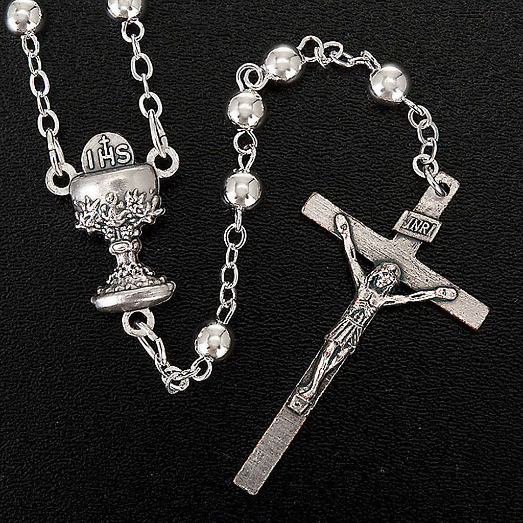 First Communion rosary with silver beads | online sales on HOLYART.com