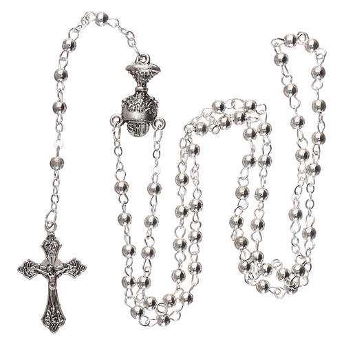 First Communion rosary with silver beads 4
