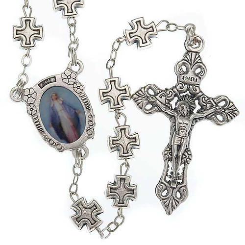 Rosary with metal cross-shaped beads (7 mm) 1