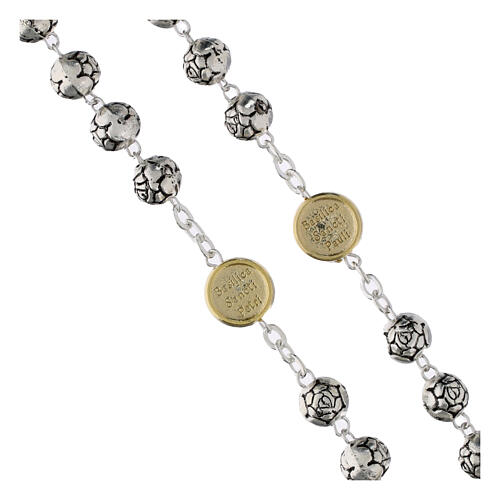 Rosenkranz "Papst Franziskus"– Metall, Perlen in Rosenform, goldfarbene Elemente 4