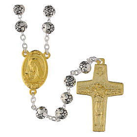 Rosary beads, Pope Francis with metal roses