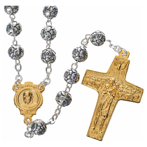 Rosary beads, Pope Francis with metal roses 1