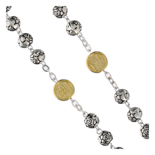 Rosary beads, Pope Francis with metal roses 6