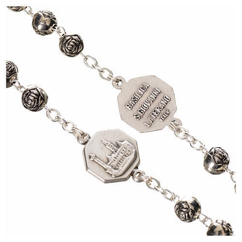 Rosary beads, John Paul II with metal roses 4