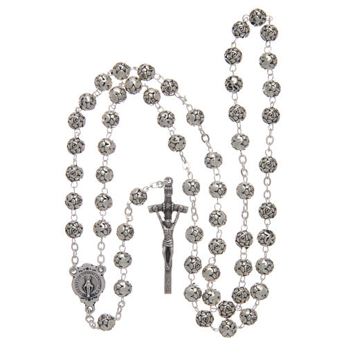 Rosary beads in metal with roses and pastoral cross 4