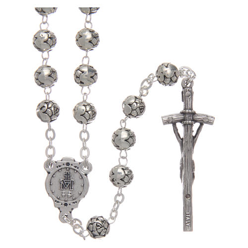 Rosary beads in metal with roses and pastoral cross 2