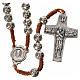 Rosary beads in metal, Pope Francis with roses and cord s1
