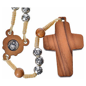 Rosary beads in metal and wood, Pope Francis