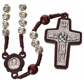 Rosary beads in metal and dark wood, Pope Francis