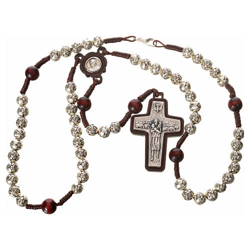 Rosary beads in metal and dark wood, Pope Francis 4