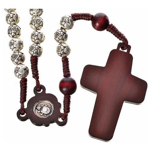 Rosary beads in metal and dark wood, Pope Francis 2