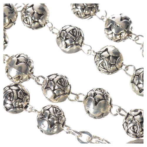 Pope Francis rosary beads with roses in silver medal 5