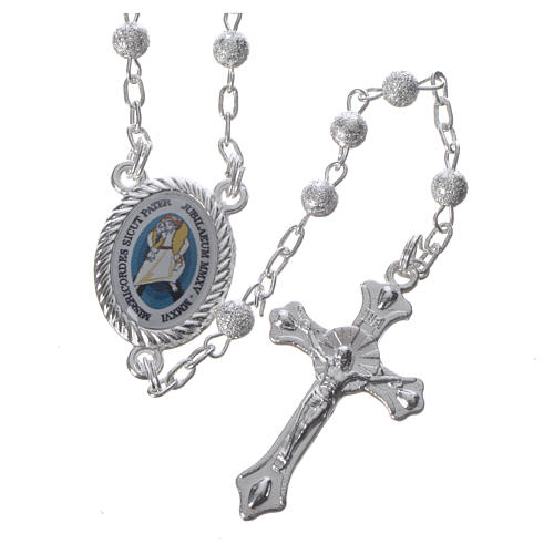 STOCK Rosary beads in satin metal with Jubilee of Mercy symbol 4mm 1