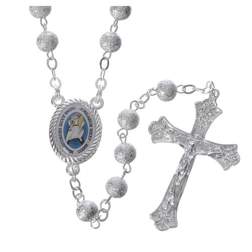 STOCK Rosary beads in satin metal with Jubilee of Mercy symbol 6mm 1