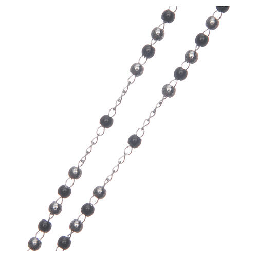 Rosenkranz klassischer Stil in silber mit schwarzen Perlen aus Stahl 316 3