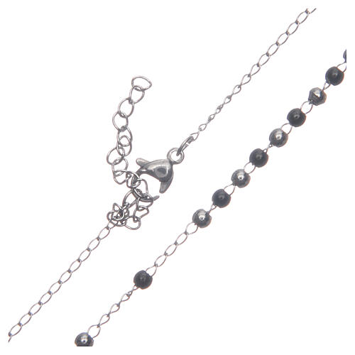 Rosenkranz klassischer Stil in silber mit schwarzen Perlen aus Stahl 316 4