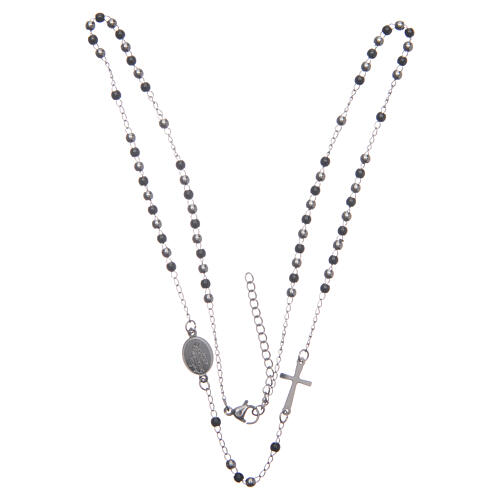 Rosenkranz-Halskette, silber-/schwarzfarben, aus Edelstahl 316L 3