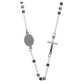 Rosary choker silver and black 316L steel