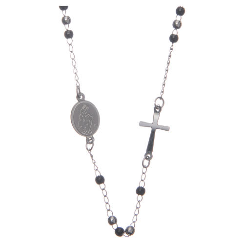 Rosary choker silver and black 316L steel 1
