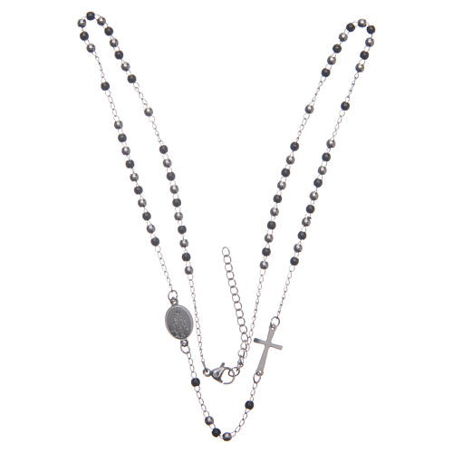 Rosary choker silver and black 316L steel 3
