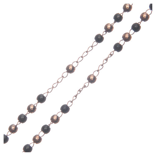 Rosenkranz klassischer Stil in Roségold mit schwarzen Perlen aus Stahl 316 3