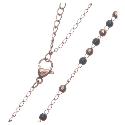 Rosenkranz klassischer Stil in Roségold mit schwarzen Perlen aus Stahl 316 4