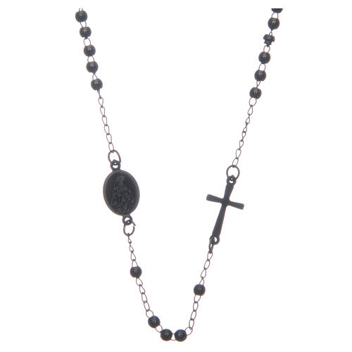 Rosario girocollo nero acciaio 316L 1