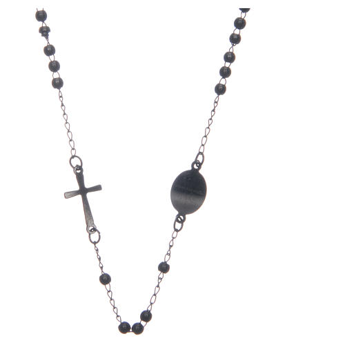 Rosario girocollo nero acciaio 316L 2