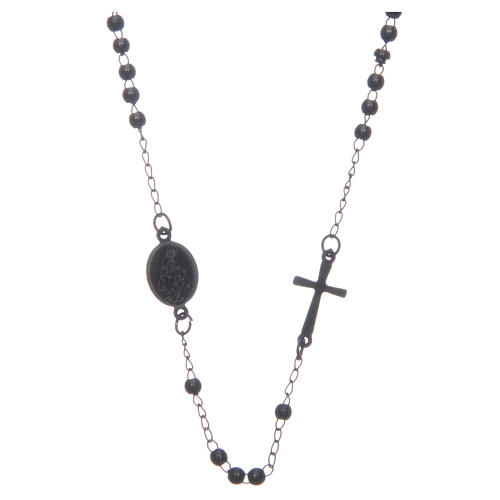 Rosary choker black in 316L steel 1