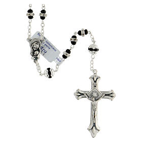 Rosary in oxidised metal black with strass