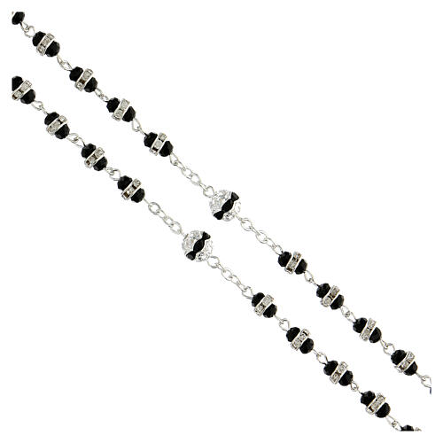 Rosary in oxidised metal black with strass 3