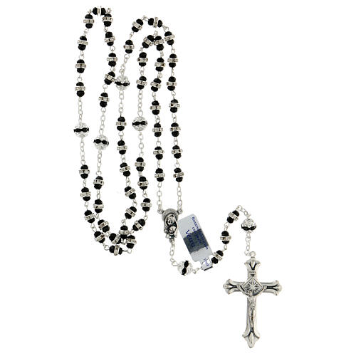 Rosary in oxidised metal black with strass 4