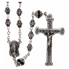 Rosari metallo: Rosario acciaio in strass e metallo ossidato