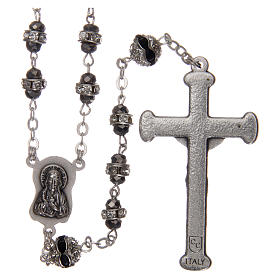 Rosari metallo: Rosario acciaio in strass e metallo ossidato