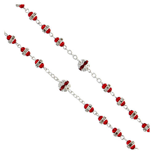 Rosenkranz mit rubinroten Perlen und Strass 3