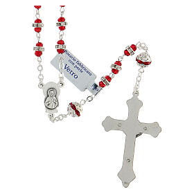 Rosary in oxidised metal ruby pearl with strass