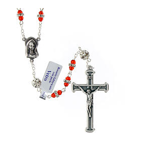 Rosary in oxidised metal ruby pearl with strass