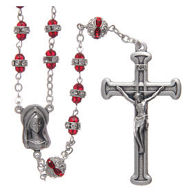 Rosari metallo: Rosario rubino in strass e acciaio