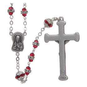 Rosari metallo: Rosario rubino in strass e acciaio